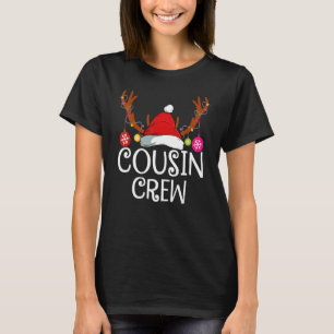 Christmas Cousin Crew Santa Hat Reindeer Antlers L T-Shirt