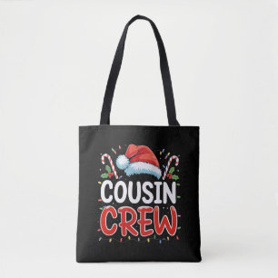 Christmas Cousin Crew Santa Hat Tote Bag