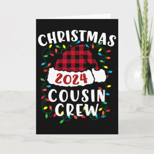Christmas Cousin Crew Xmas Lights Santa Hat Pajama Card