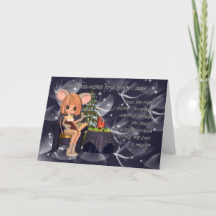 Christmas Cousin, night before Christmas mouse Holiday Card