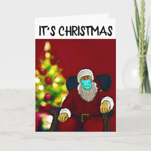 CHRISTMAS COVID 19 SANTA CLAUS MASK CARD