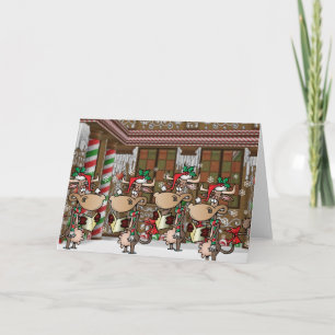 Christmas cow caroling holiday card
