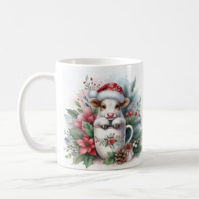 Christmas Cow Coffee Mug (Left)