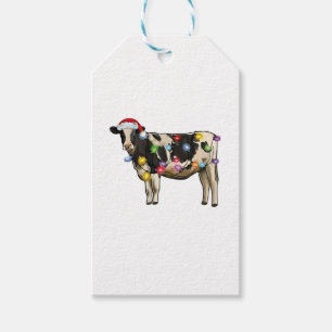 Christmas Cow Farm Lover Cute Santa Holiday Gift Tags