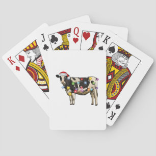 Christmas Cow Farm Lover Cute Santa Holiday Playing Cards