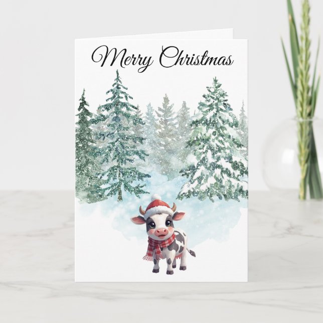 Christmas Cow Folded Holiday Card (Front)