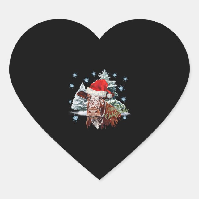 Christmas Cow Heart Sticker (Front)