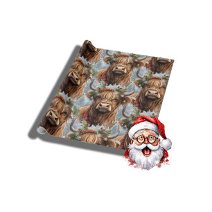 Christmas Cow highlander Wrapping Paper