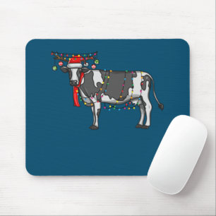Christmas Cow Holiday Lights With Antlers And Orna Mouse Pad