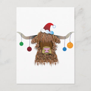 Christmas Cow Holiday Postcard