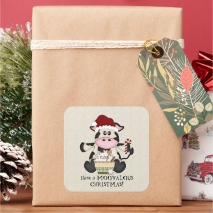 Christmas Cow holiday sticker