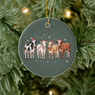 Christmas Cow Lover Gift Funny Holiday Farm Ceramic Ornament
