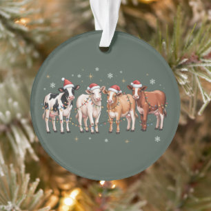 Christmas Cow Lover Gift Funny Holiday Farm Ornament