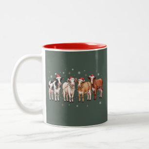 Christmas Cow Lover Gift Funny Holiday Farm Two-Tone Coffee Mug