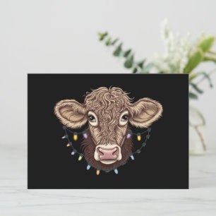 Christmas Cow Lover Lights Farm Farmer Xmas Holiday Card