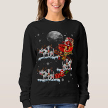 Christmas Cow Lover Santa Riding Reindeer Cow
