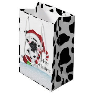 Christmas cow medium gift bag