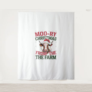 Christmas Cow Moo-ry Christmas From The Farm Tapestry