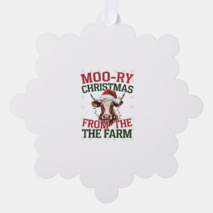 Christmas Cow Moo-ry Christmas From The Farm Tree Decoration Card