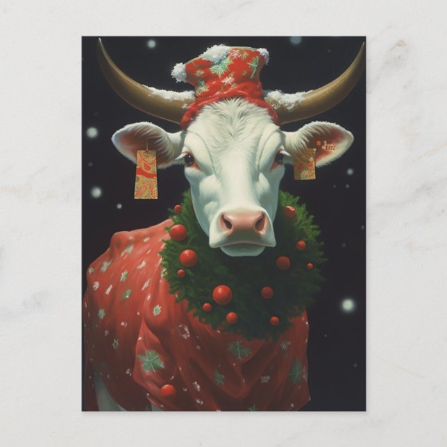 Christmas Cow Postcard (Front)