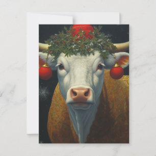 Christmas Cow Postcard