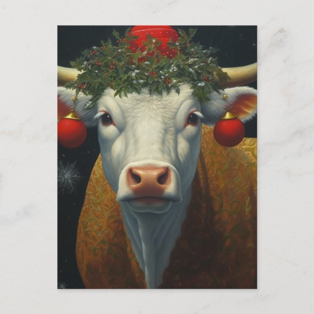Christmas Cow Postcard (Front)