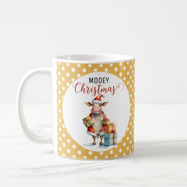 Christmas Cow Pun  Coffee Mug (Left)