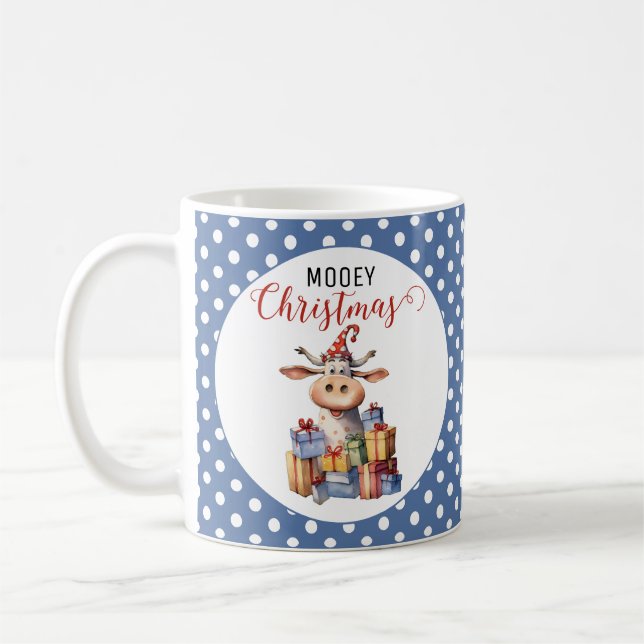 Christmas Cow Pun  Coffee Mug (Left)
