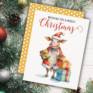 Christmas Cow Pun  Holiday Card