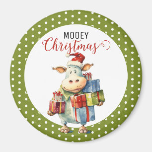 Christmas Cow Pun  Magnet