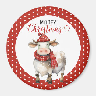 Christmas Cow Pun  Magnet