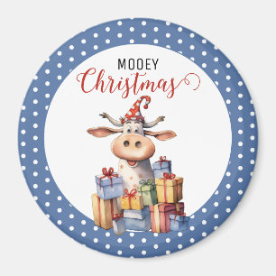 Christmas Cow Pun  Magnet