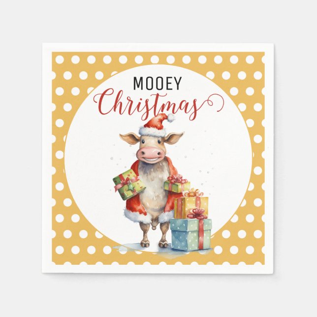 Christmas Cow Pun Napkin (Front)