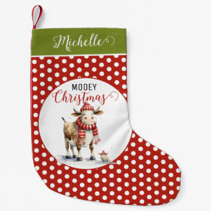 Christmas Cow Pun Small Christmas Stocking