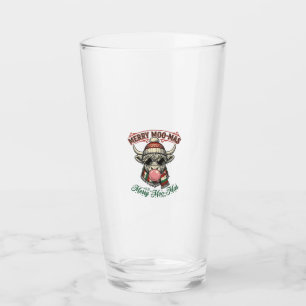 Christmas Cow Shirt Cute Highland Holiday Pun Desi Glass