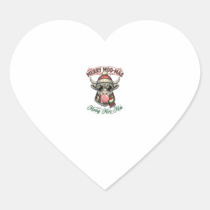 Christmas Cow Shirt Cute Highland Holiday Pun Desi Heart Sticker