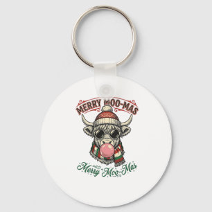 Christmas Cow Shirt Cute Highland Holiday Pun Desi Key Ring