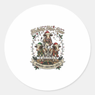 Christmas Cow Trio Vintage Barn Holiday Shirt Desi Classic Round Sticker