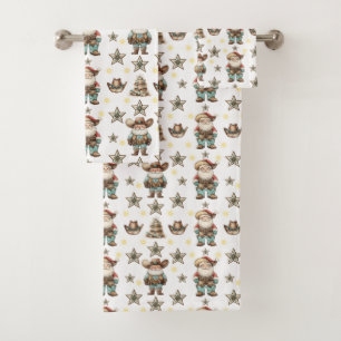 Christmas Cowboy Bath Towel Set
