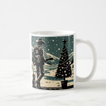 Christmas Cowboy Block Print Coffee Mug