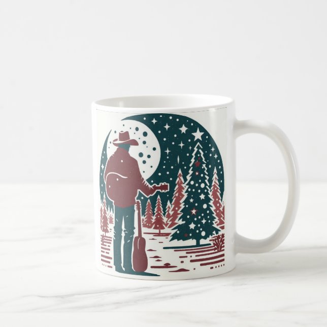 Christmas Cowboy Block Print Coffee Mug (Right)
