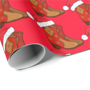 Christmas Cowboy Boots Country Western Cowgirl Wrapping Paper