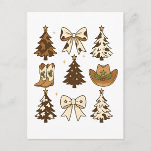 Christmas Cowboy Boots Western Santa Xmas Announcement Postcard