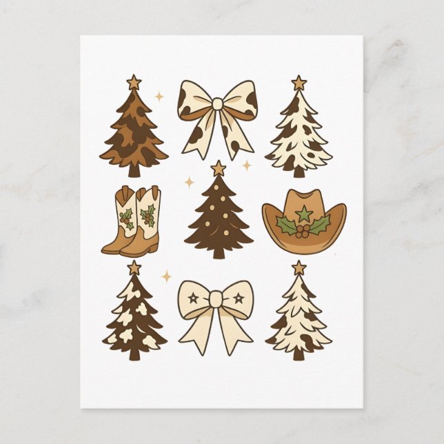 Christmas Cowboy Boots Western Santa Xmas Announcement Postcard (Front)