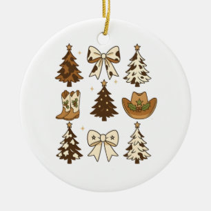 Christmas Cowboy Boots Western Santa Xmas Ceramic Ornament