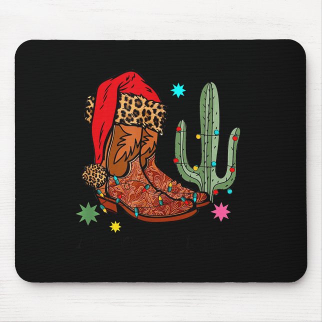 Christmas Cowgirl Boots,western Christmas Funny Gi Mouse Pad (Front)