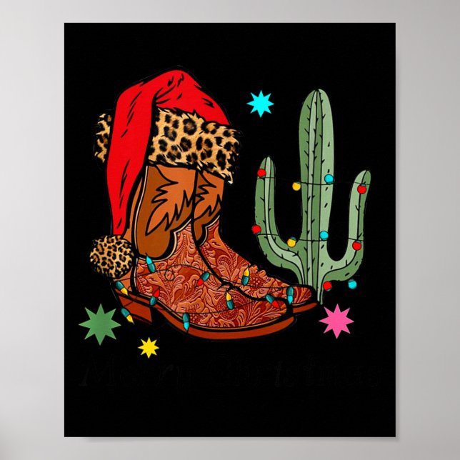 Christmas Cowgirl Boots,western Christmas Funny Gi Poster (Front)