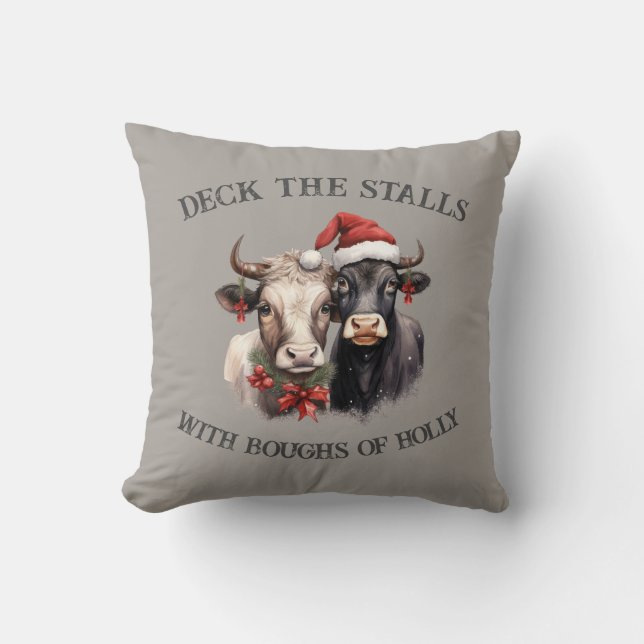 Christmas Cows Farmhouse Country Rustic  Cushion (Front)