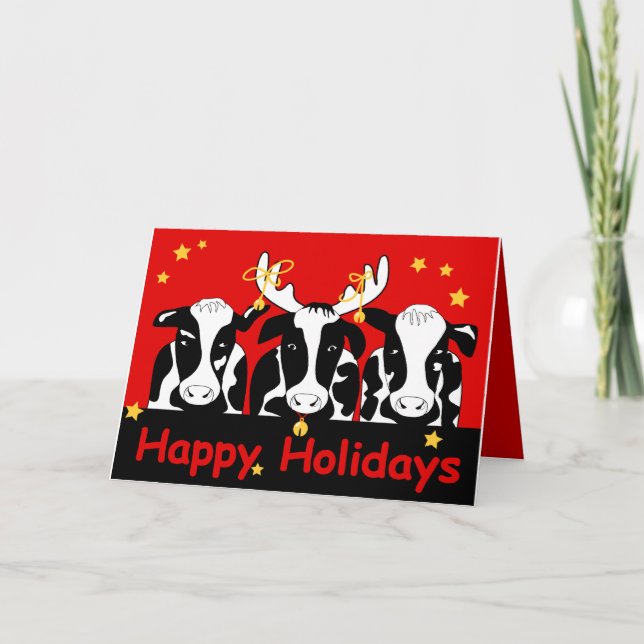 Christmas Cows Greeting Card 2 (Front)