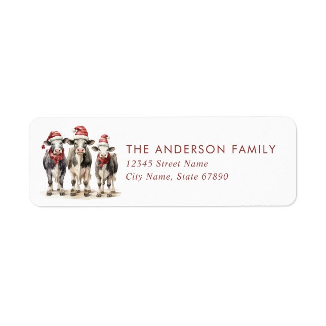 Christmas Cows Return Address Labels (Front)